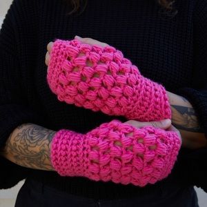 Punk Pink Handmade Crochet Hand Warmers